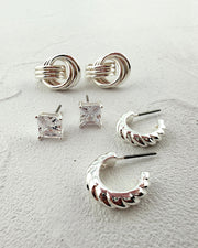 Center Stage Silver Earring Trio