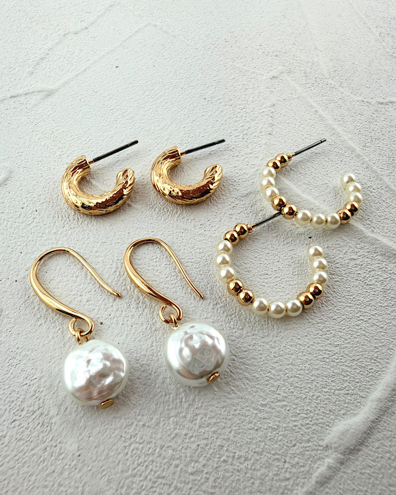 Ivory Kiss Earring Trio