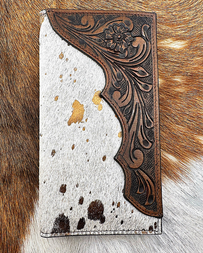 Nocona Tooled Leather & Hide Rodeo Wallet