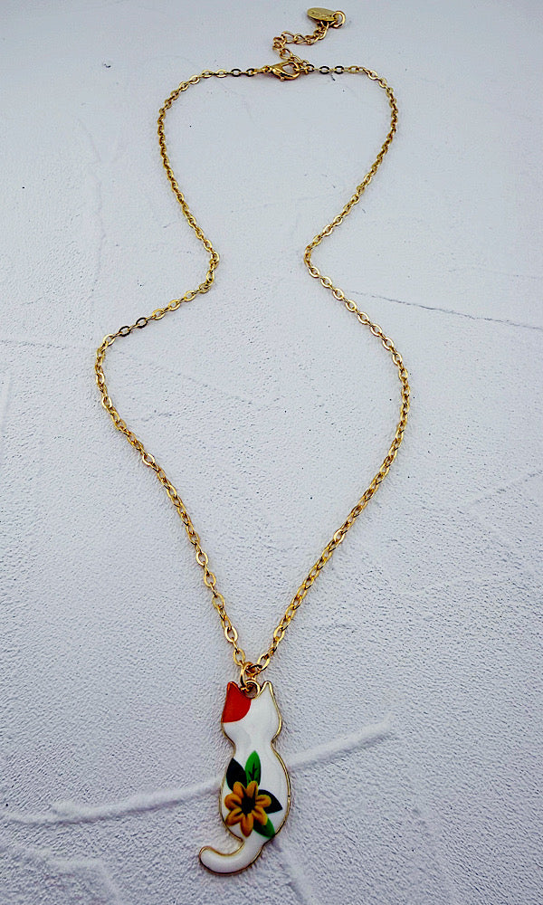 Floral Feline Necklace