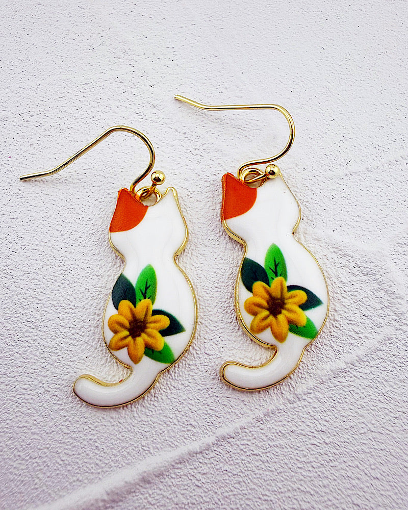 Floral Feline Earrings