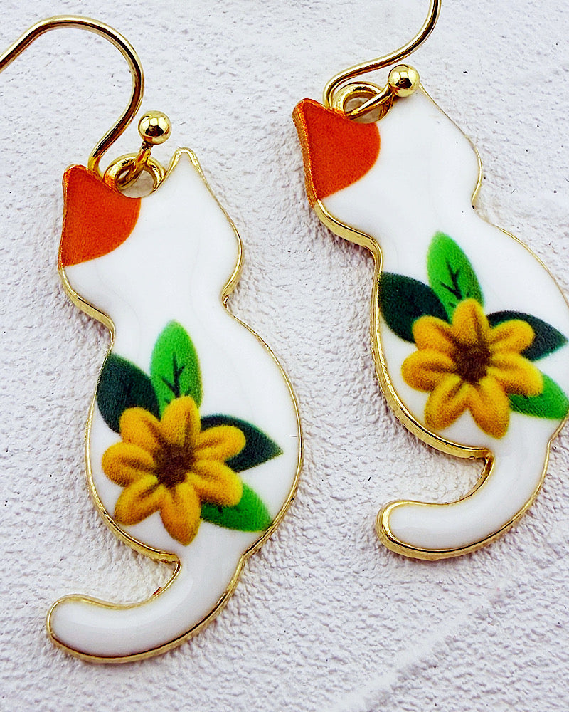 Floral Feline Earrings