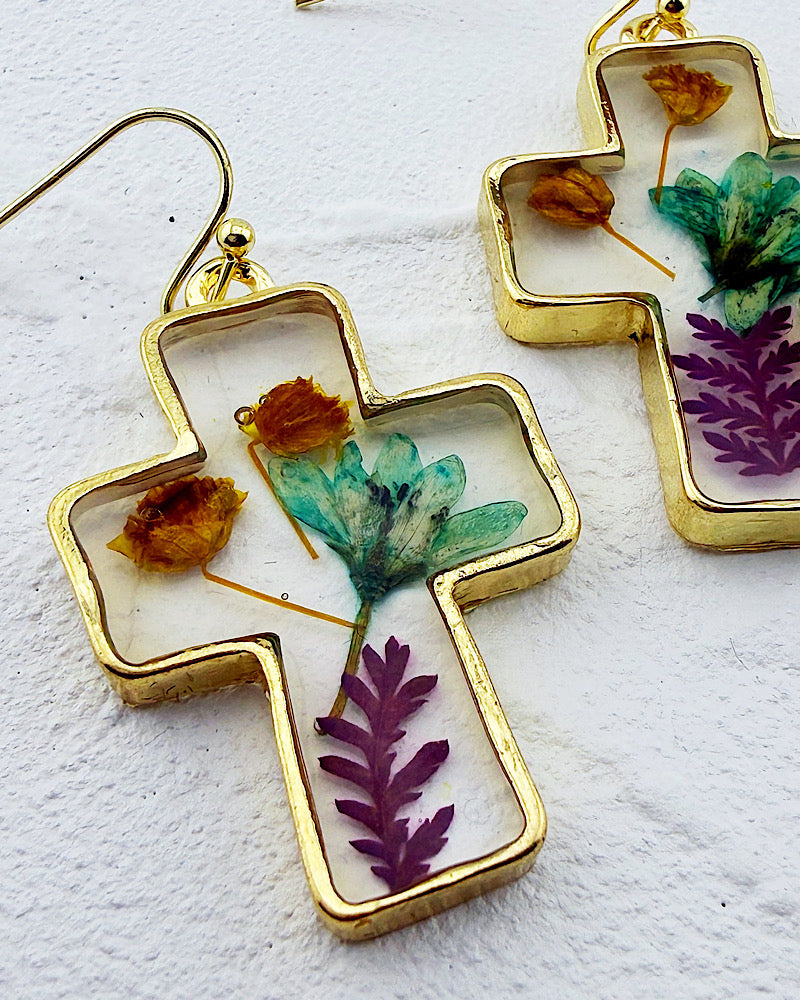 Blooming Cross Earrings