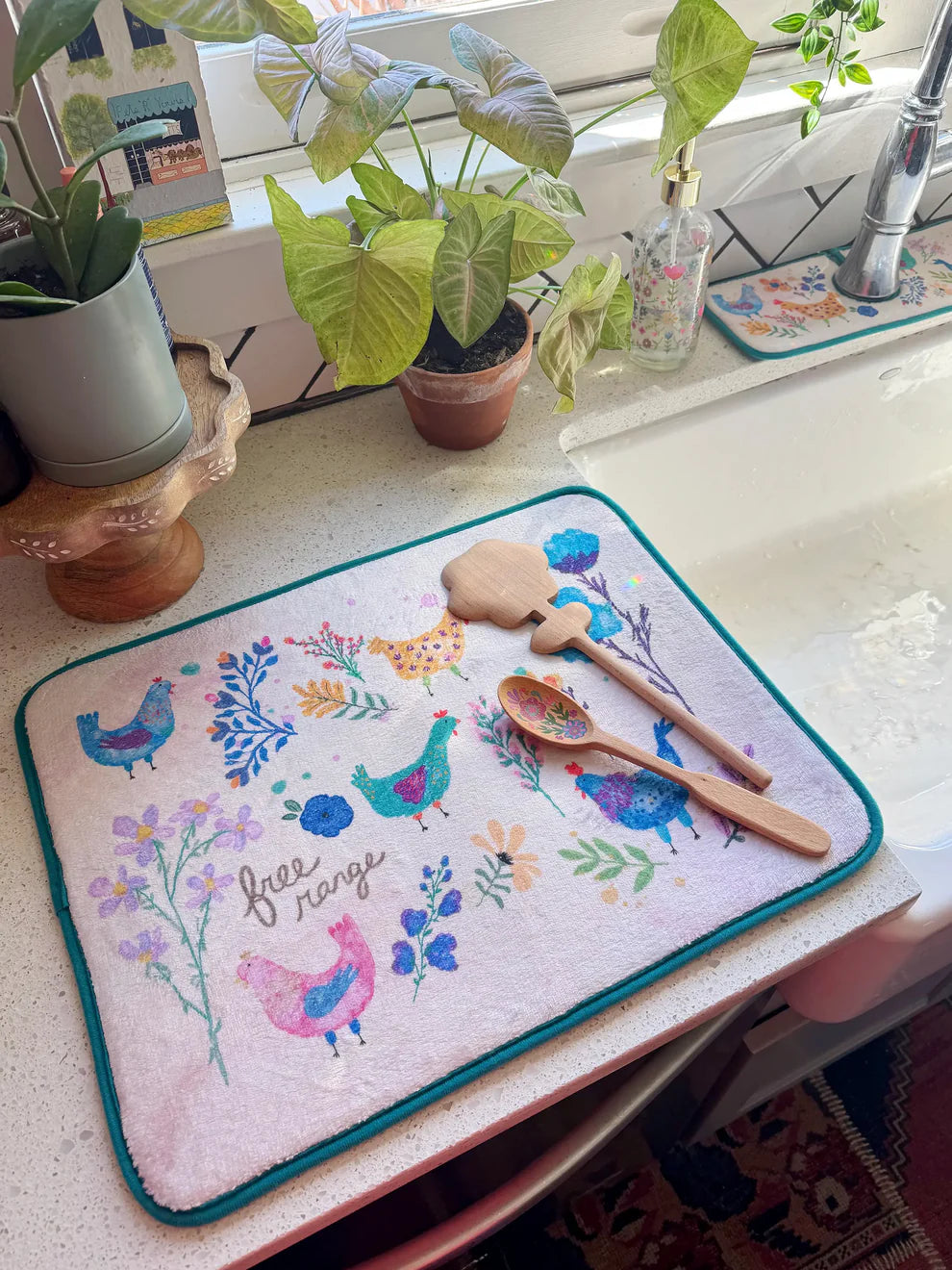 Chickens Dish Drying Mat