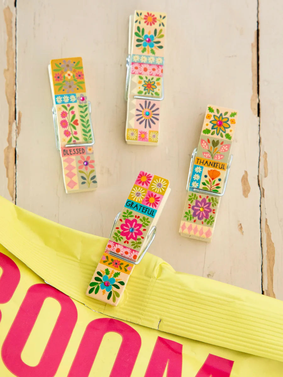 Thankful Grateful Set Of 4 Bag Clips