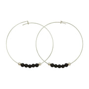 Black Onyx Sterling Silver Hoops