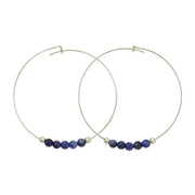 Blue Sodalite Sterling Silver Hoops