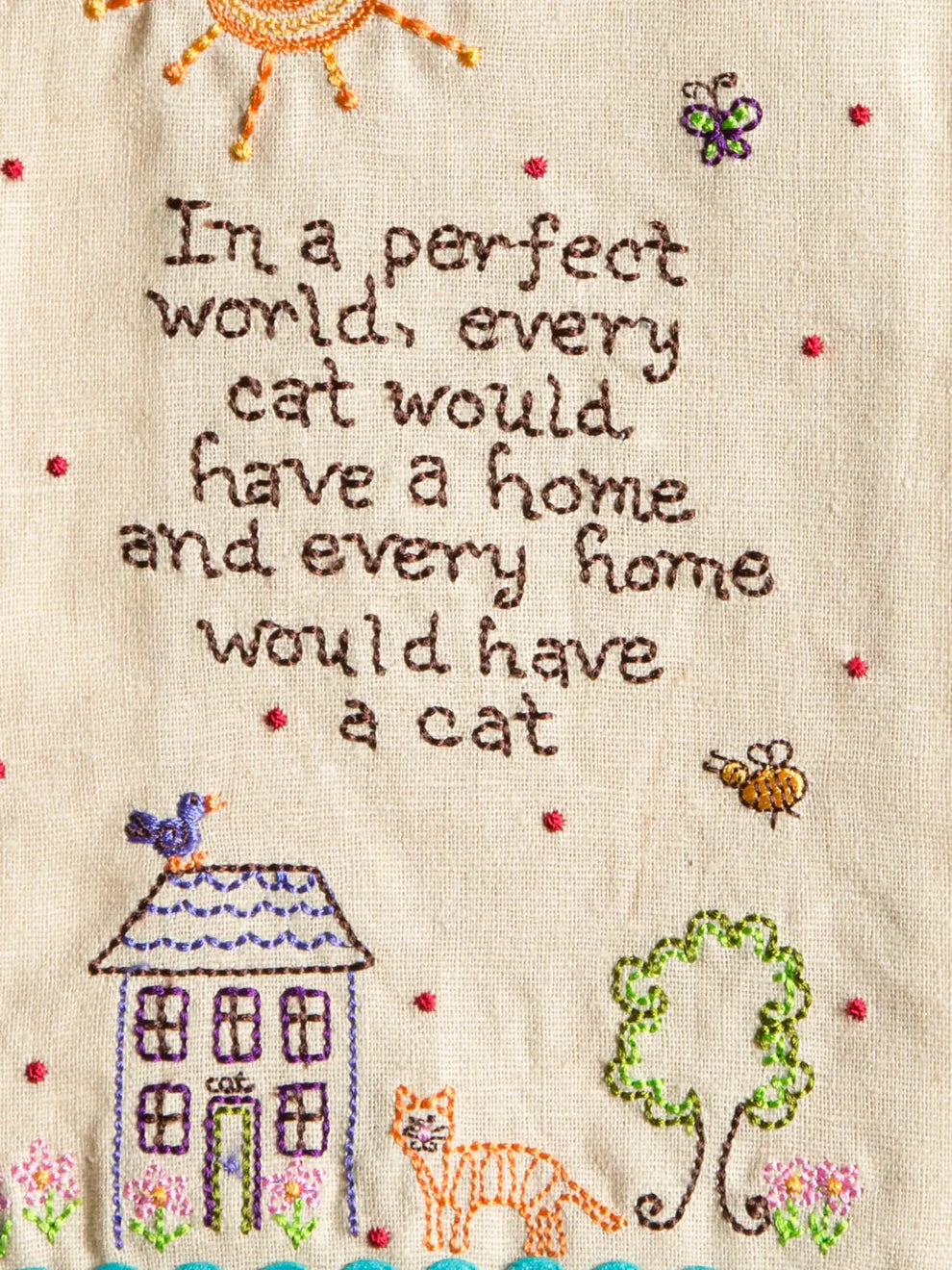 Cat Embroidered Towel