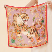 Prancing Tiger Square Silk Scarf