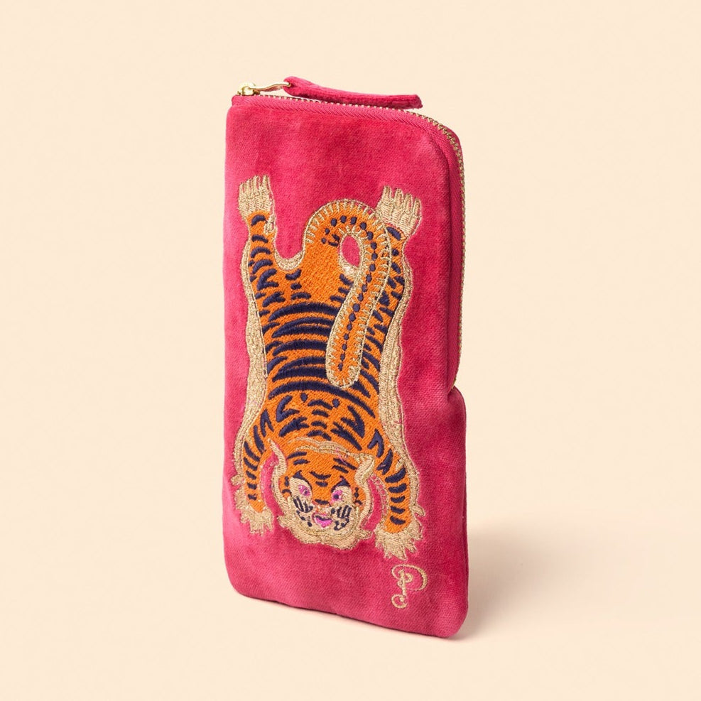 Ikat Tiger Velvet Glass Case