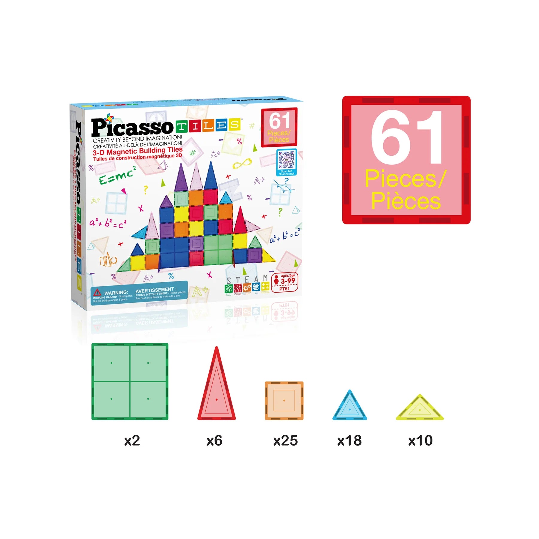 61pc Magnetic Tile Classic Building Set