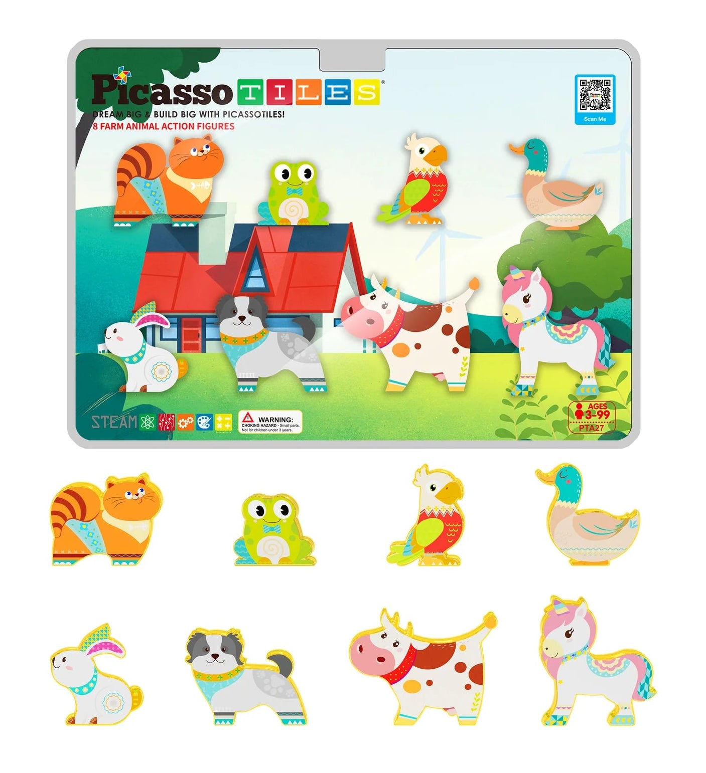 8pc Farm Animal Magnetic Action Figures