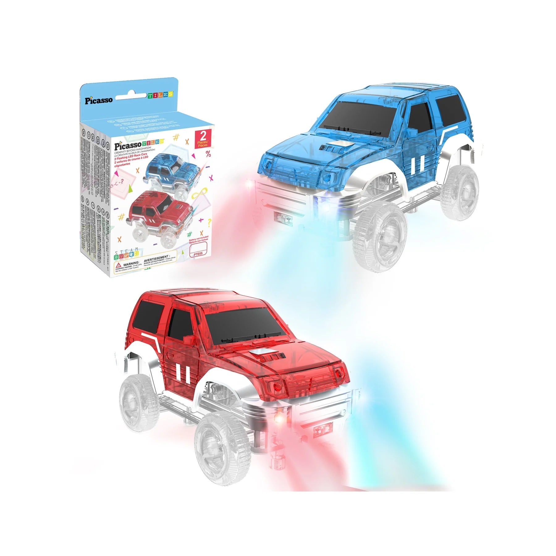 Magnetic Race Track Cars with LED Lights (2 Pack)