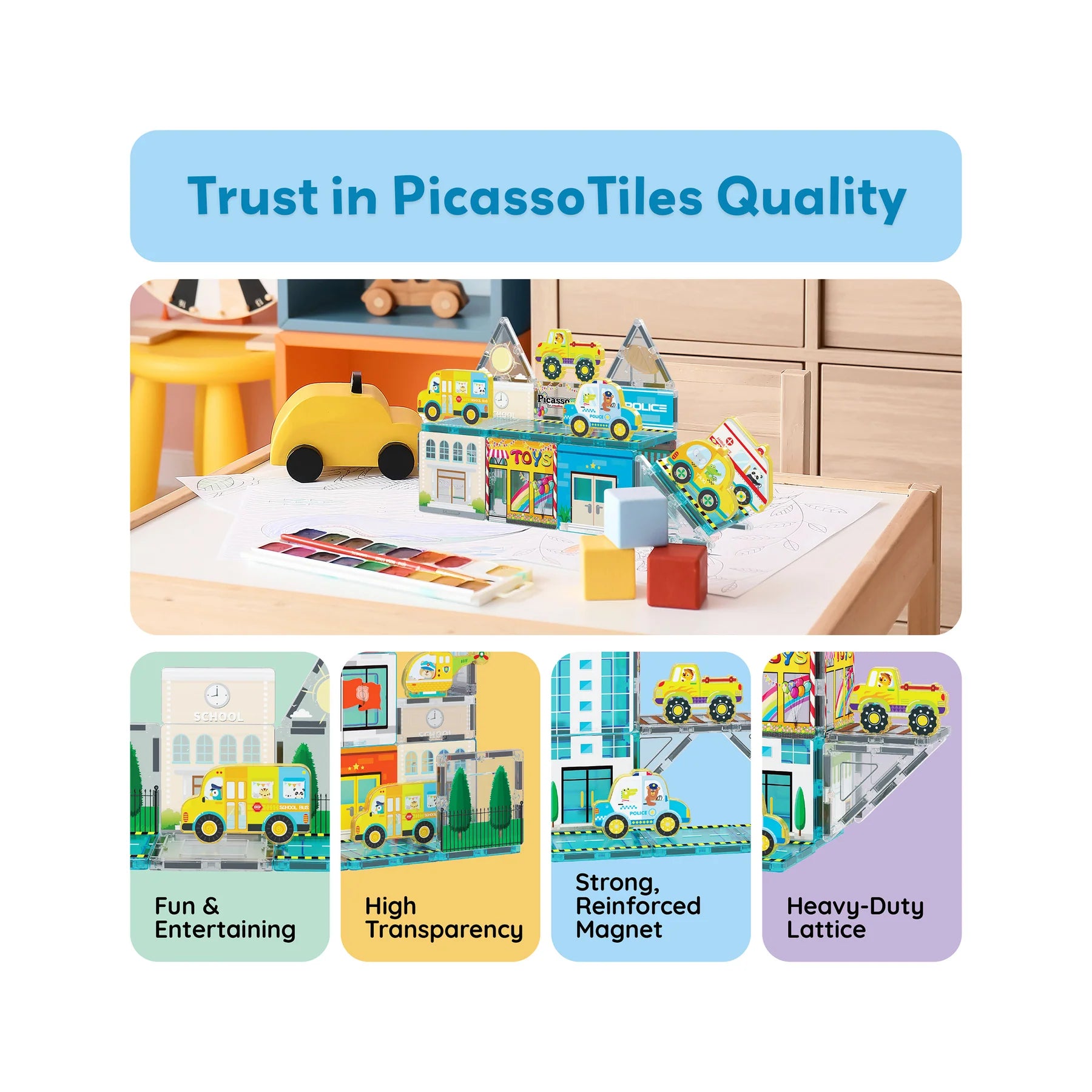 26pc Metro City Magnetic Tile Playset