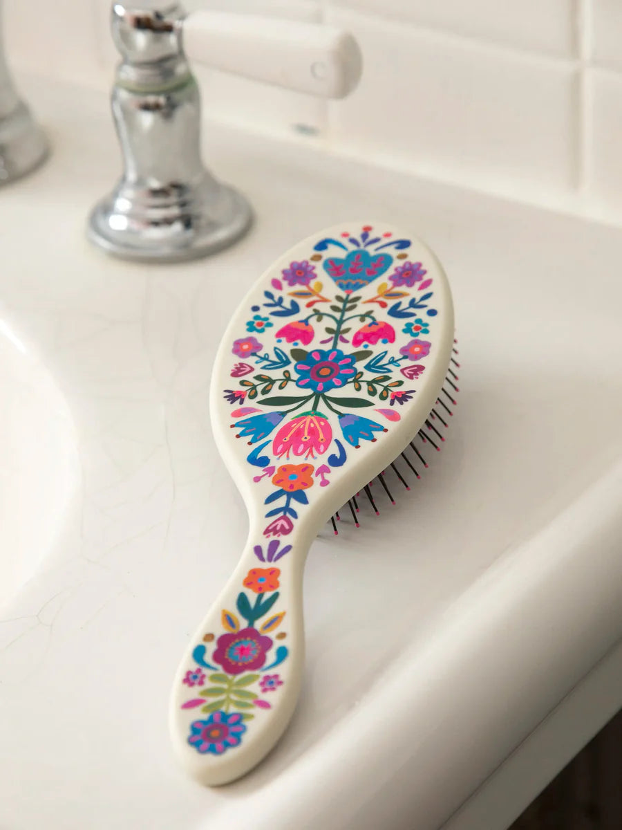 Cream Flower Wet/Dry Hairbrush