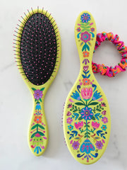 Green Flower Wet/Dry Hairbrush
