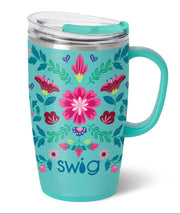 Floral Azul 18 oz Travel Mug