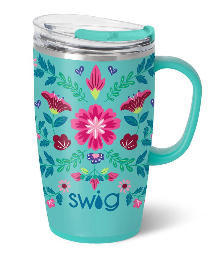 Floral Azul 18 oz Travel Mug