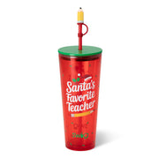 Santa's Favorite Teacher Straw Tumbler