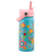 Turquoise Floral Insulated Water Bottle