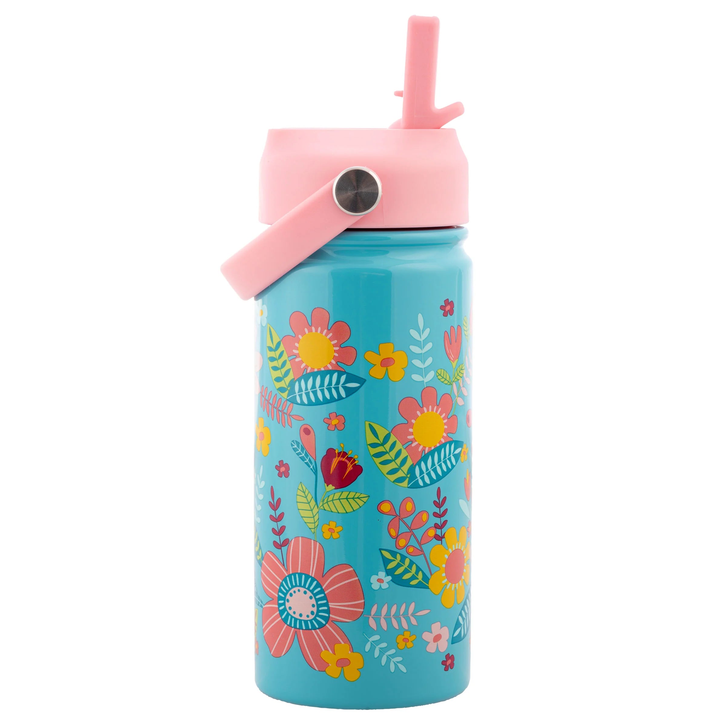 Turquoise Floral Insulated Water Bottle