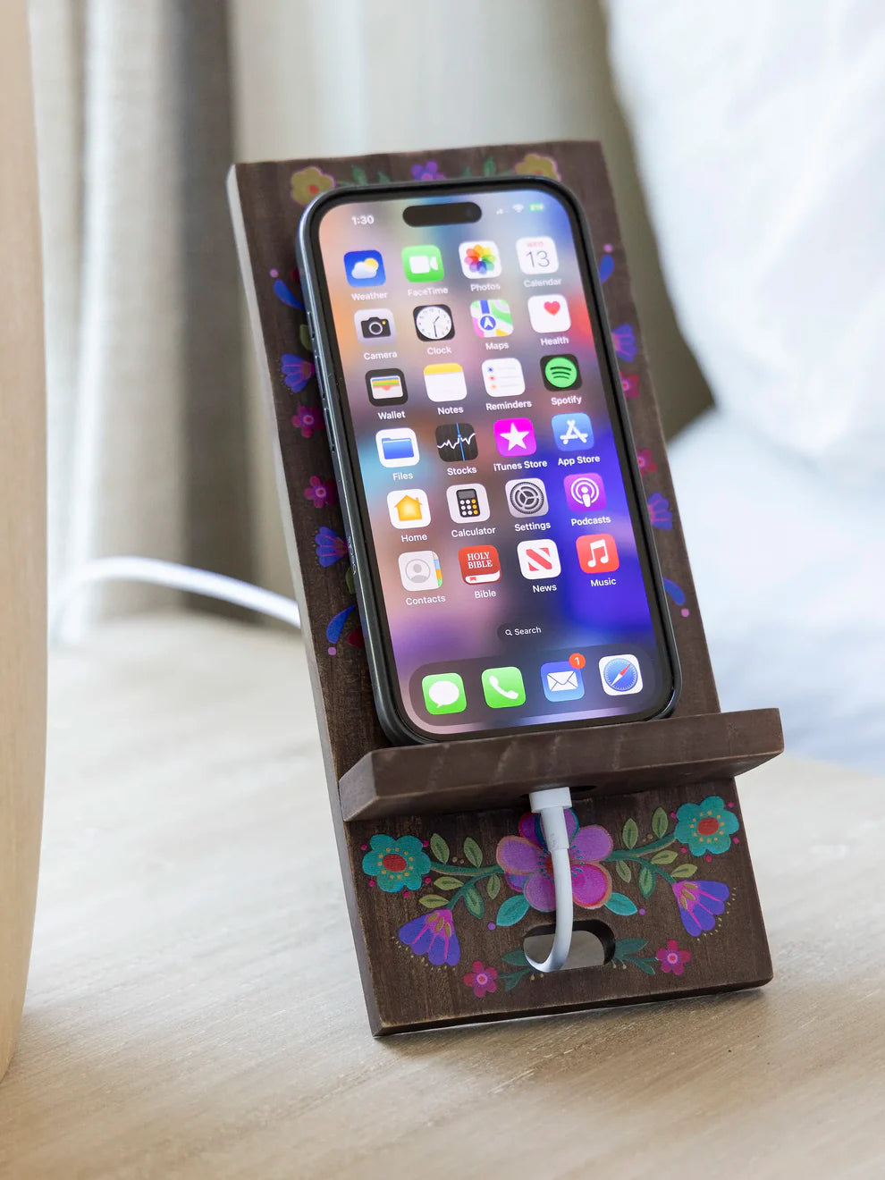 Cocoa Floral Phone Stand