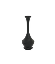 Metal Geometric Fluted Vase Black