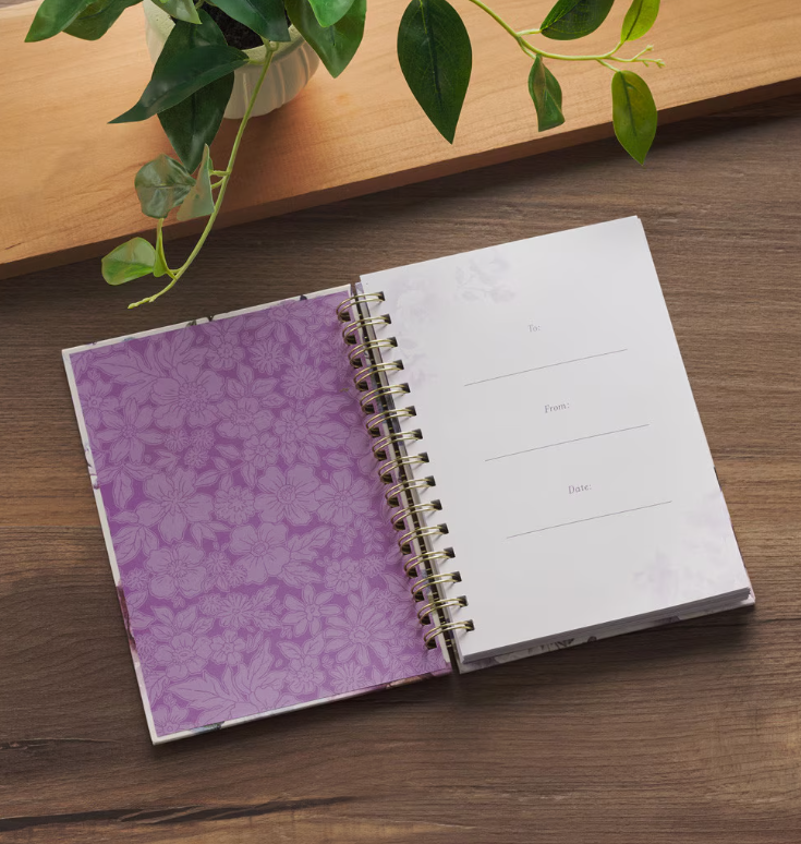 Purple Floral Wirebound Journal