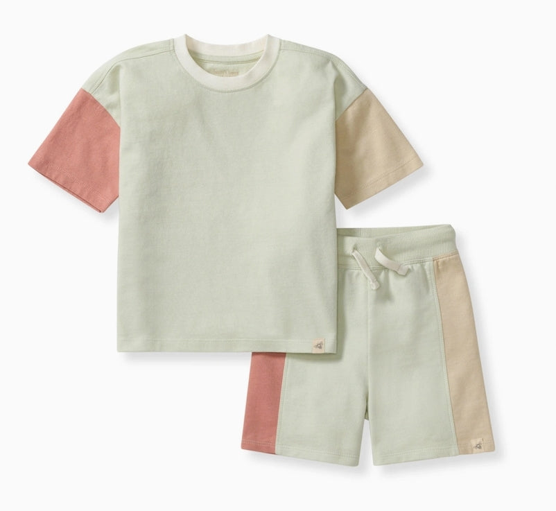 Color-block Short Set