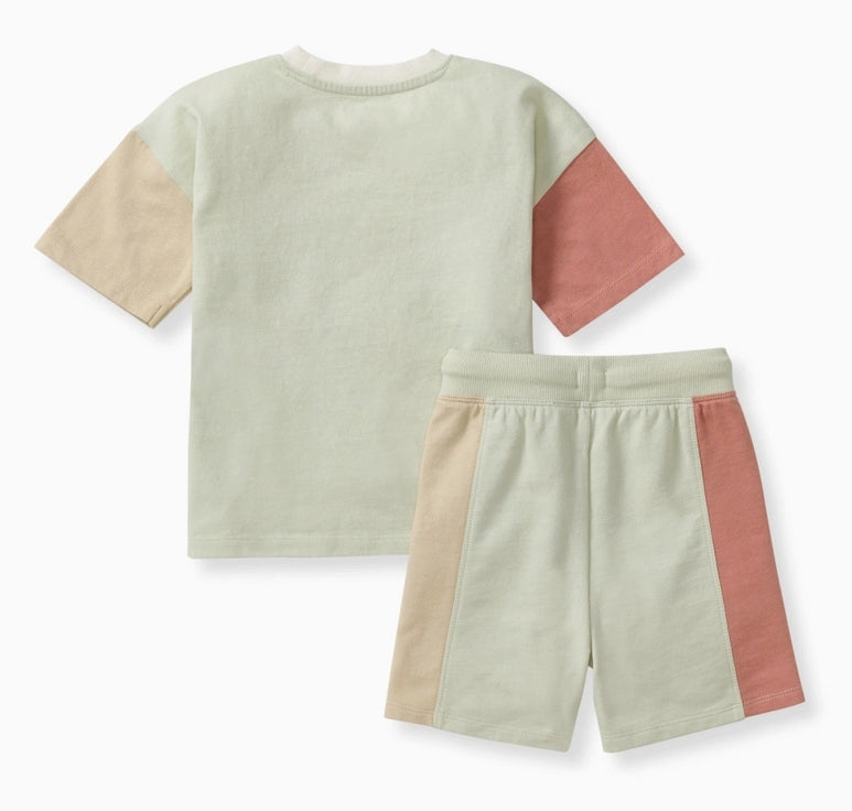 Color-block Short Set