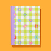 Gingham Flower Hardcover Notebook