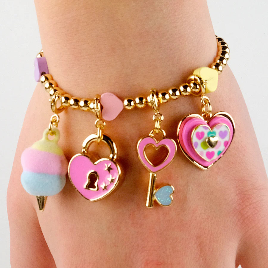 Gold Bead Multi Heart Stretch Bracelet