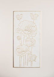 White/Gold Embossed Flowers Wall Art