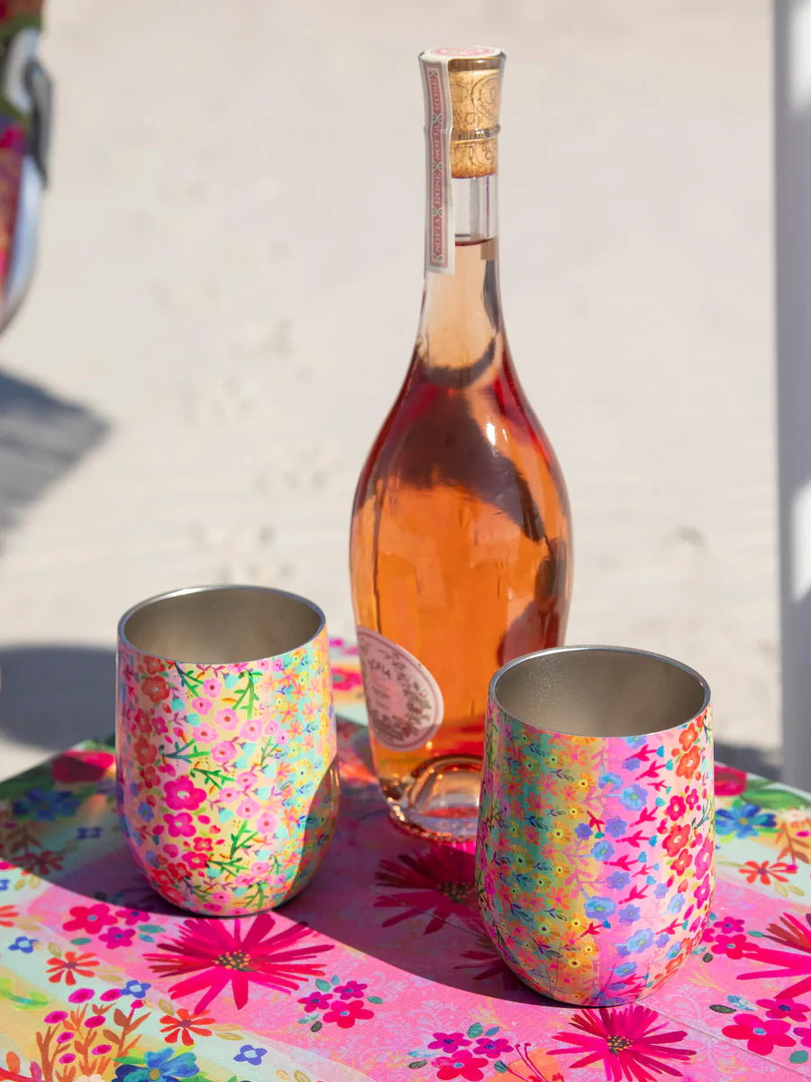 Rainbow Floral Wine Tumbler