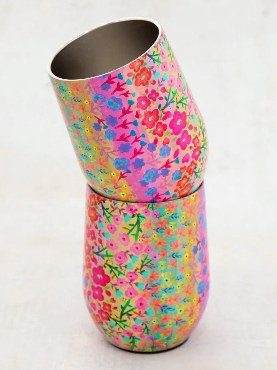 Rainbow Floral Wine Tumbler