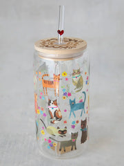 Cat Glass Straw Tumbler