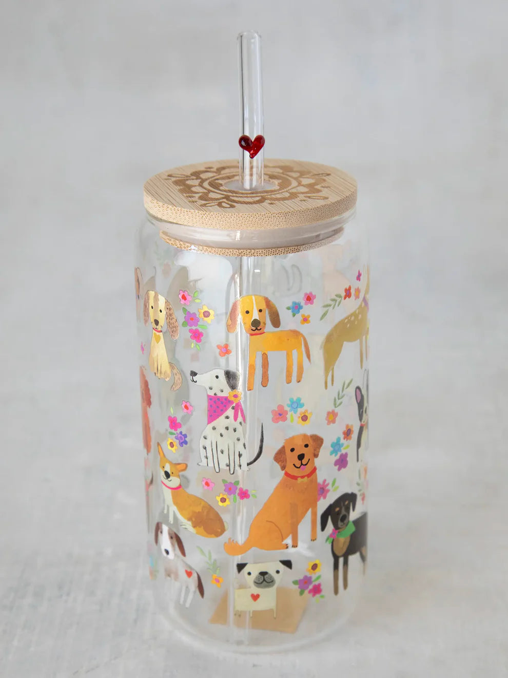 Dog Glass Straw Tumbler