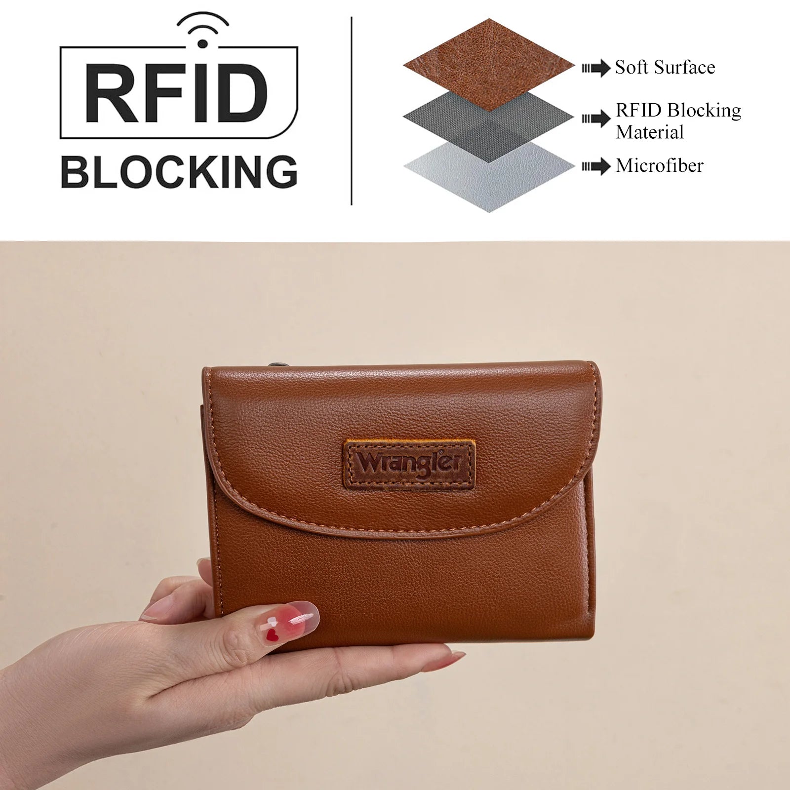Wrangler Brown Tri-Fold Wallet