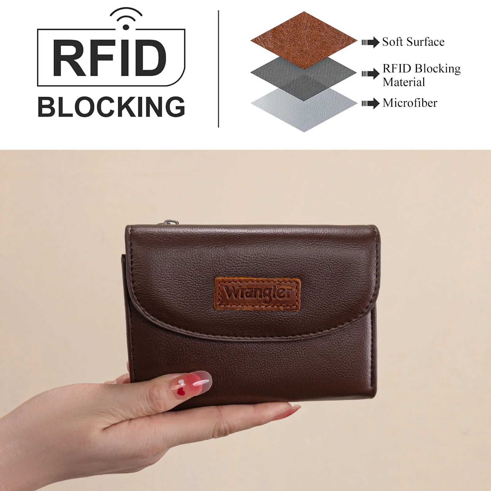 Wrangler Coffee Tri-Fold Wallet