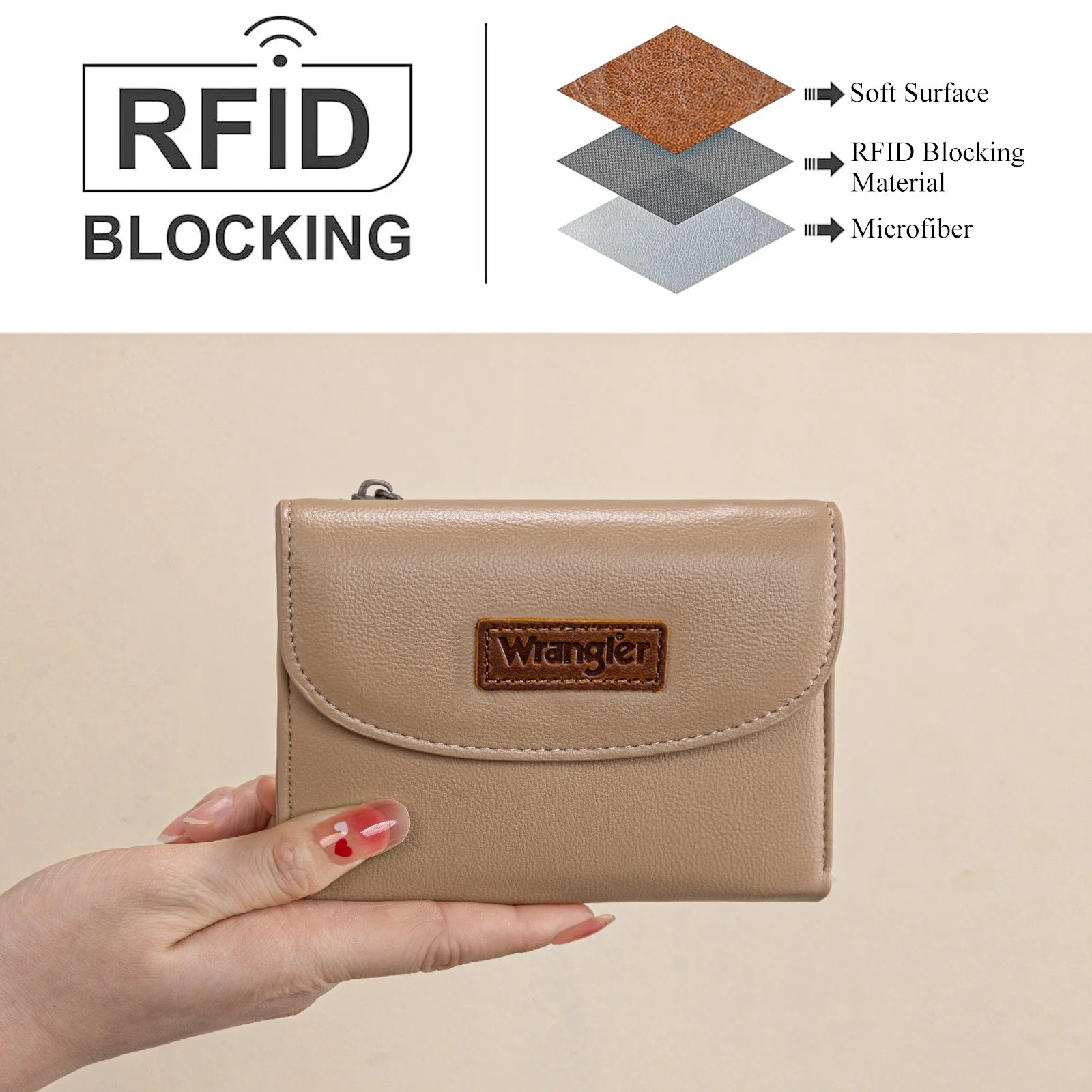 Wrangler Khaki Tri-Fold Wallet