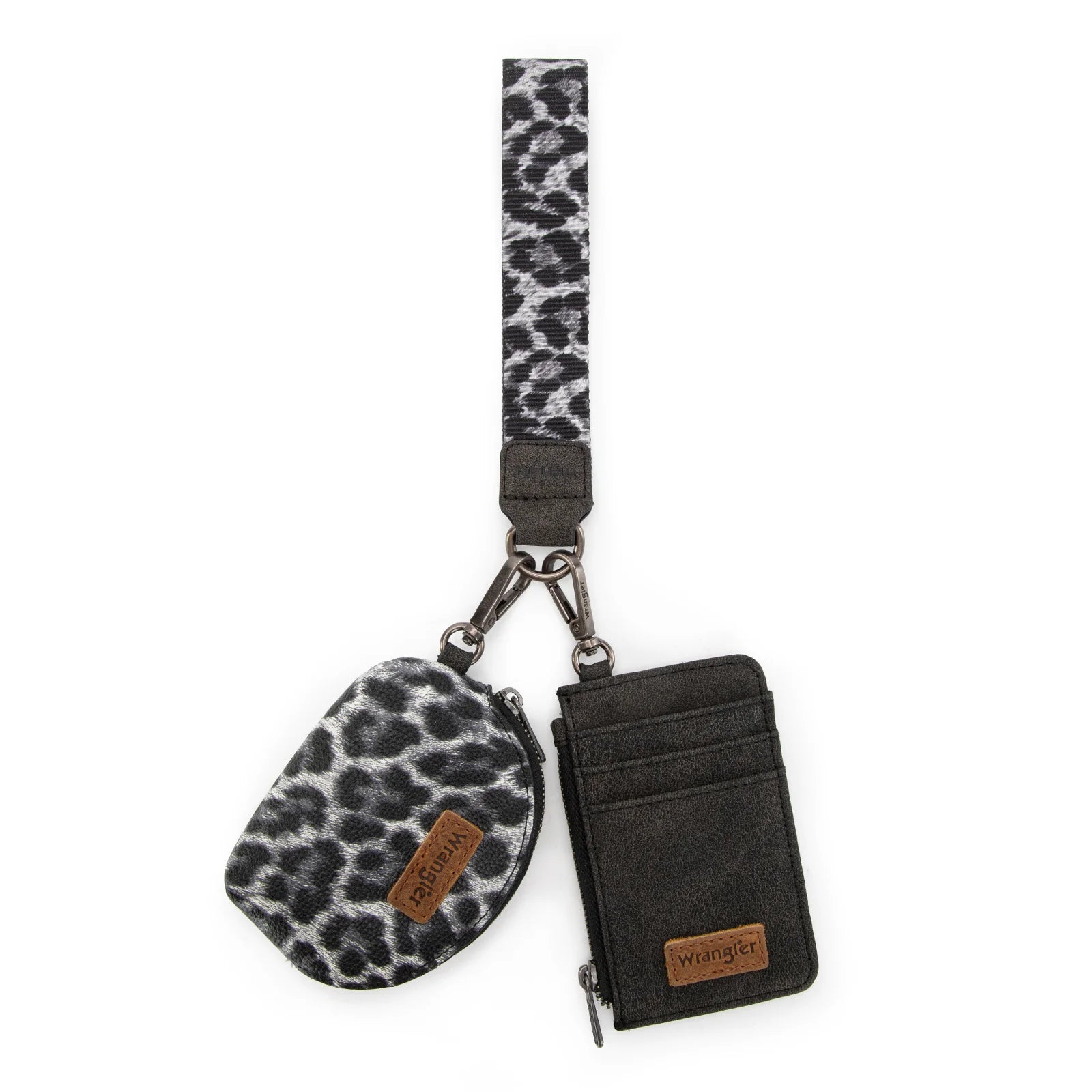 Wrangler Black Leopard Dual Pouch Wristlet