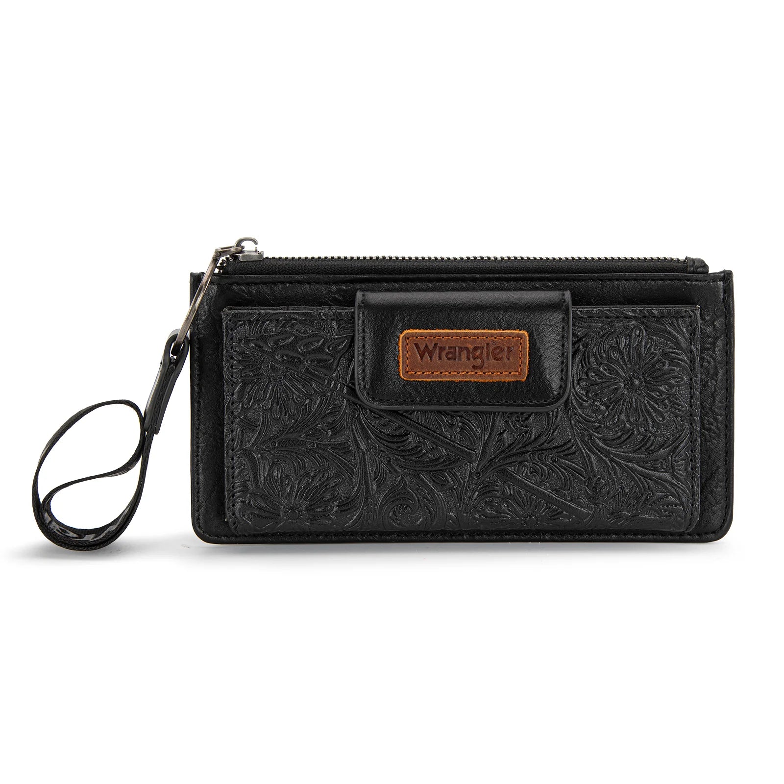 Wrangler Black Tooled Wristlet