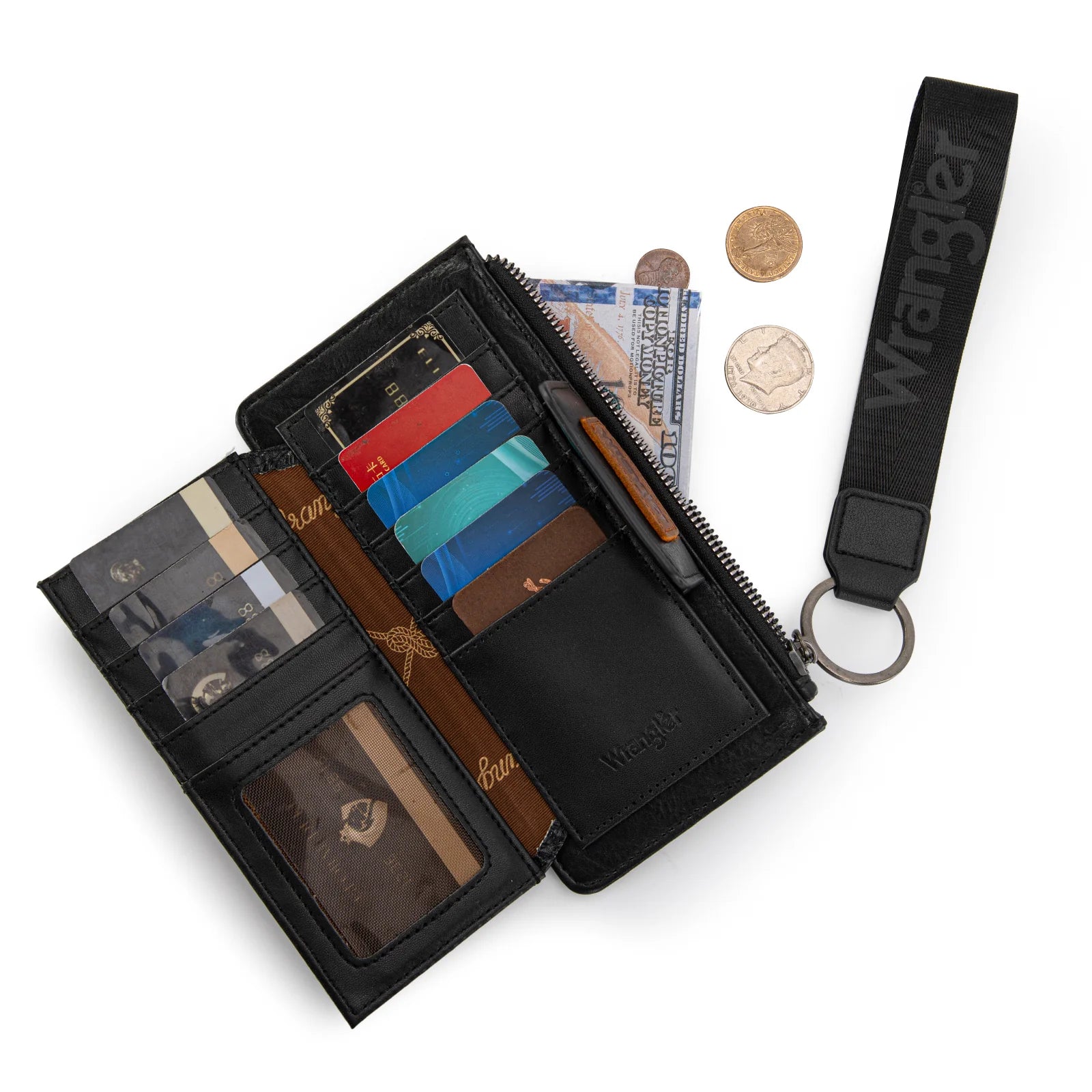 Wrangler Black Tooled Wristlet