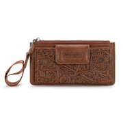 Wrangler Brown Tooled Wristlet