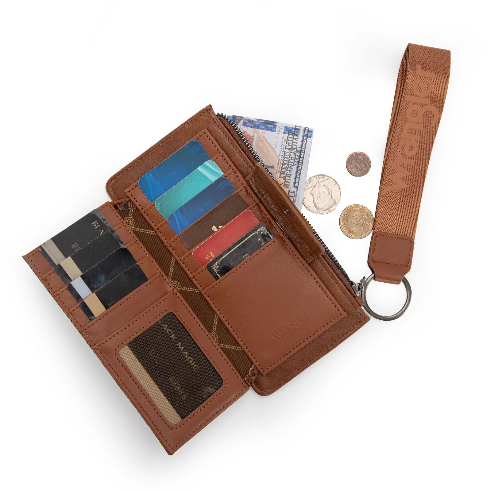 Wrangler Brown Tooled Wristlet