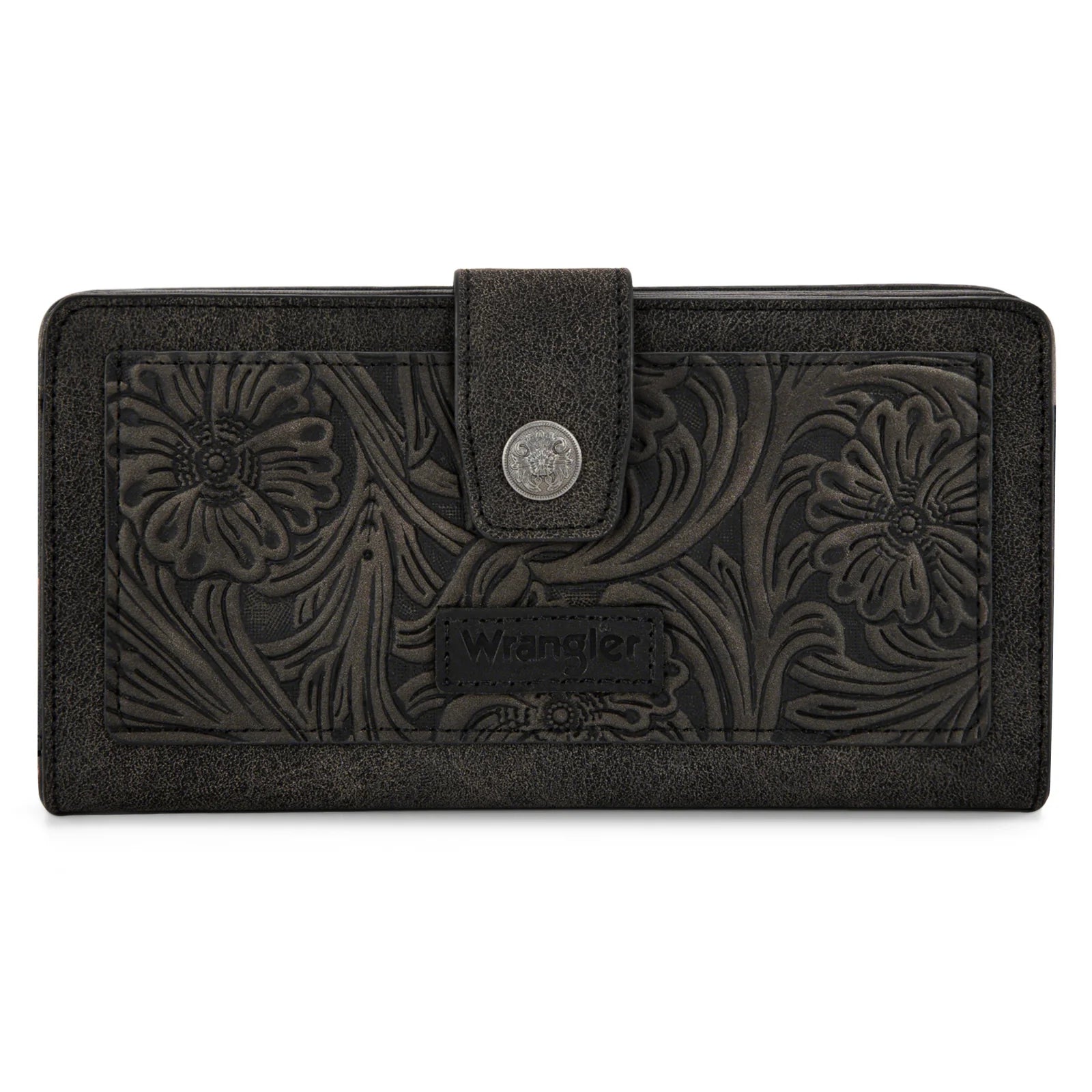 Wrangler Black Tooled RFID Wallet