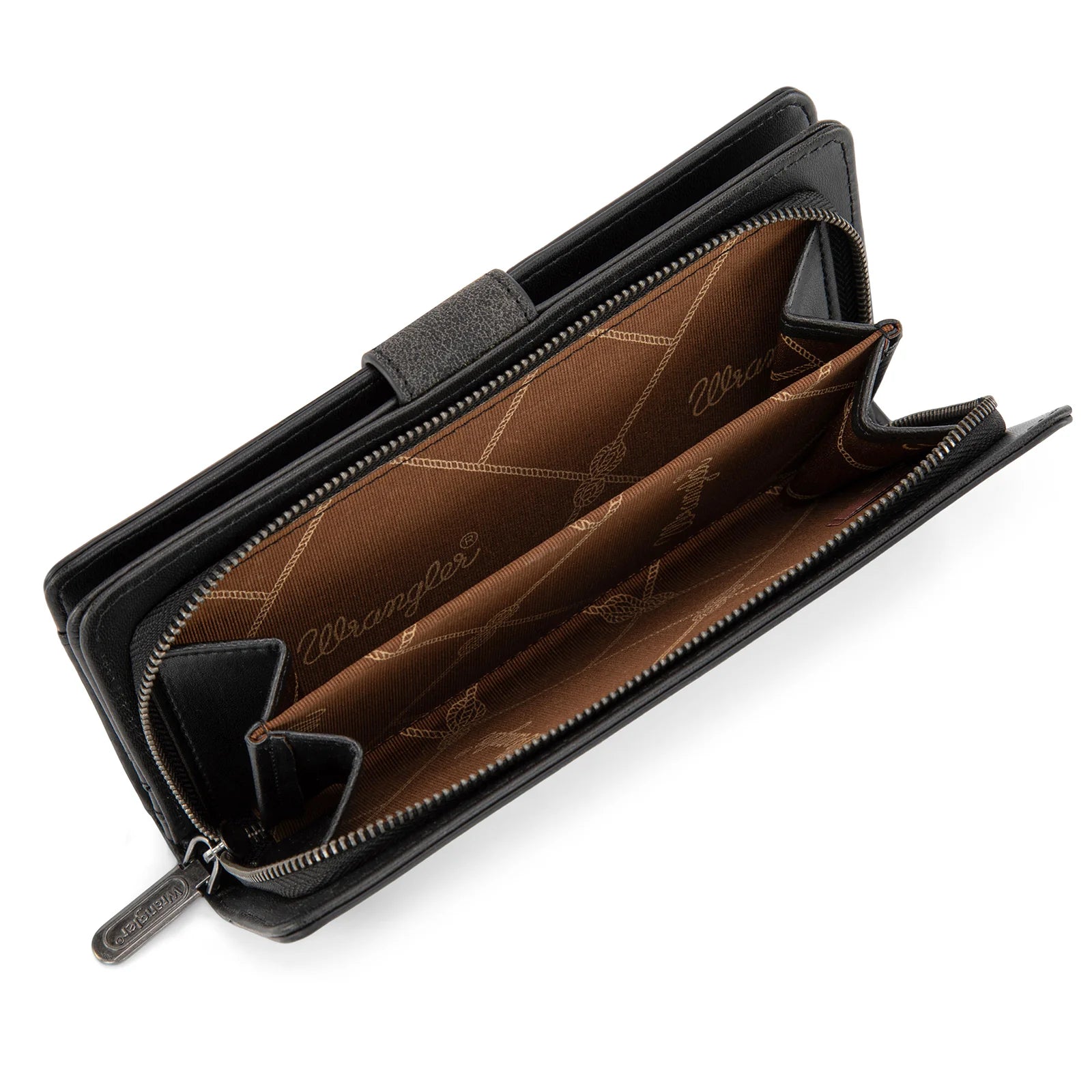 Wrangler Black Tooled RFID Wallet
