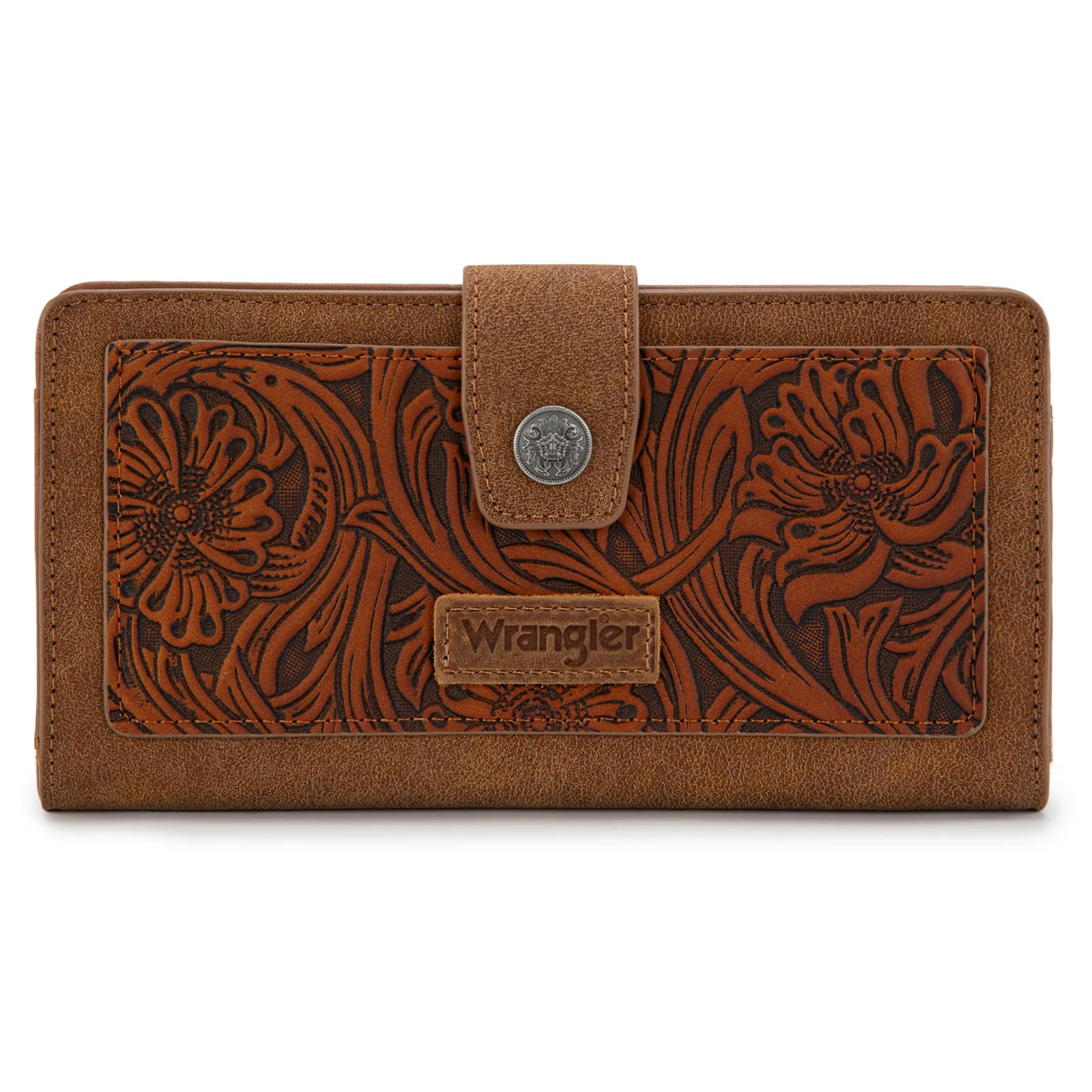 Wrangler Brown Tooled RFID Wallet