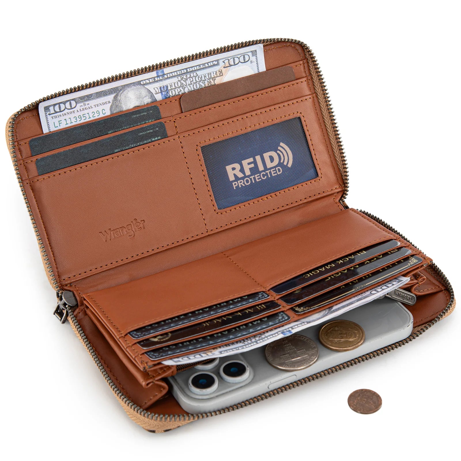 Wrangler Tan Leopard Wristlet Wallet