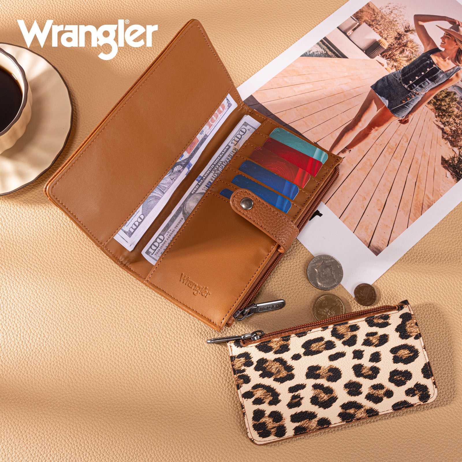 Wrangler Brown Leopard RFID Wallet